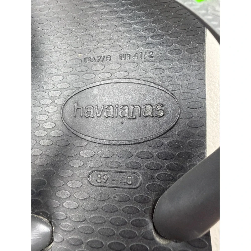 Havaianas Brazil Logo Flip Flops Mens Size 7/8 Grey Green Sandals